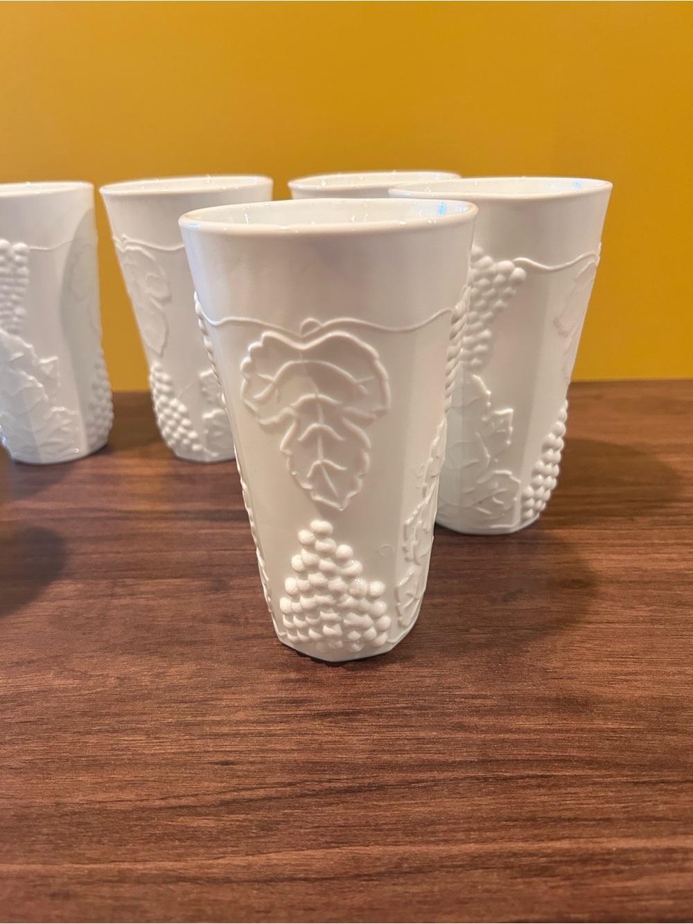SET 2 Vintage 1950s Indiana Glass Colony Harvest Grape Milk Glass Tumblers